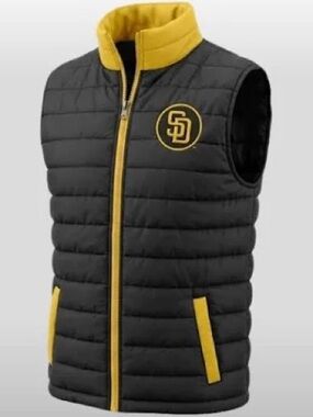 San Diego Padres black and yellow puffer vest Giveaway Night Limited edition